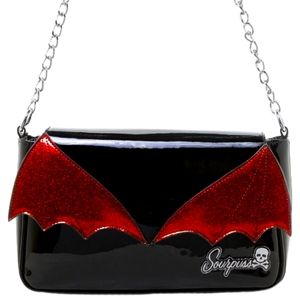Sourpuss vinyl Bat Wing purse- Rockabilly, Pinup, Hotrod, Goth, Awesome